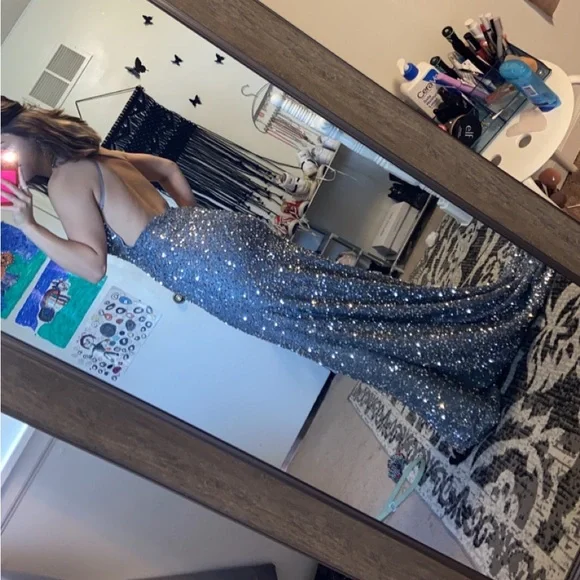 open lace back dress Prom Dresses for Women Long 2023 One Shoulder Sequin Mermaid Ball Gown High  Split Formal Dress Satin Evening Party Aqua Blue US2 at Amazon Women's  Clothing store main image 0